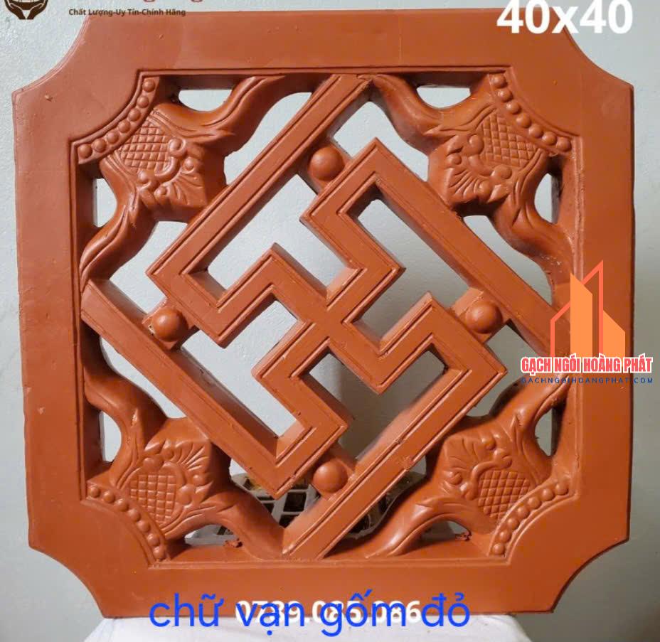 Gạch chữ vạn gốm đỏ 40x40